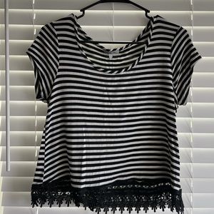 Charlotte Russe Black/White Stripped Shirt Medium